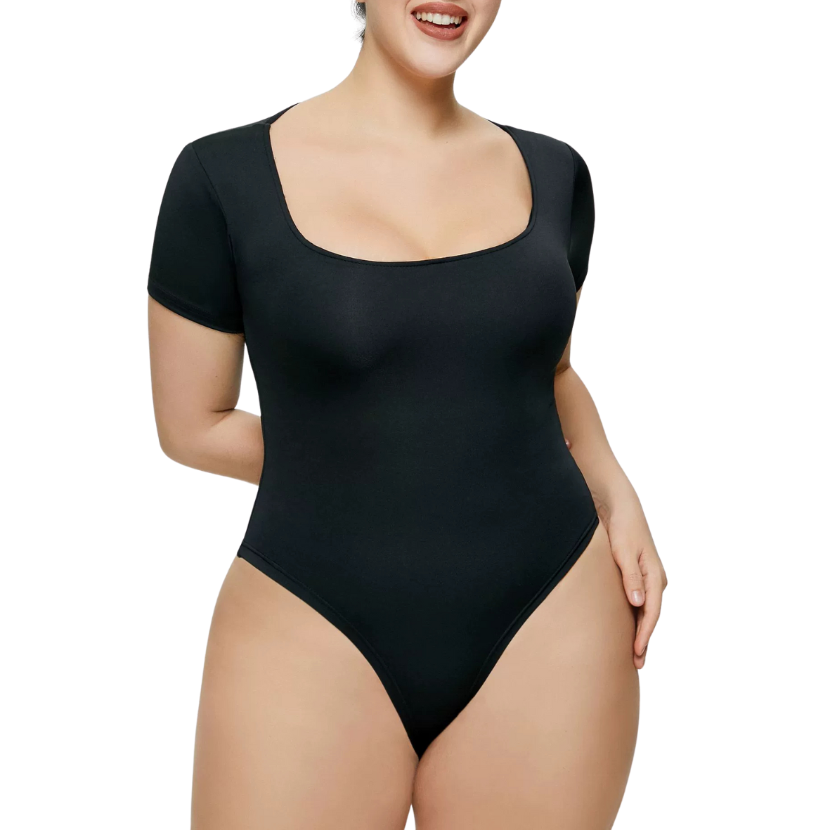 Square Neck Short Sleeve Shaping Bodysuit