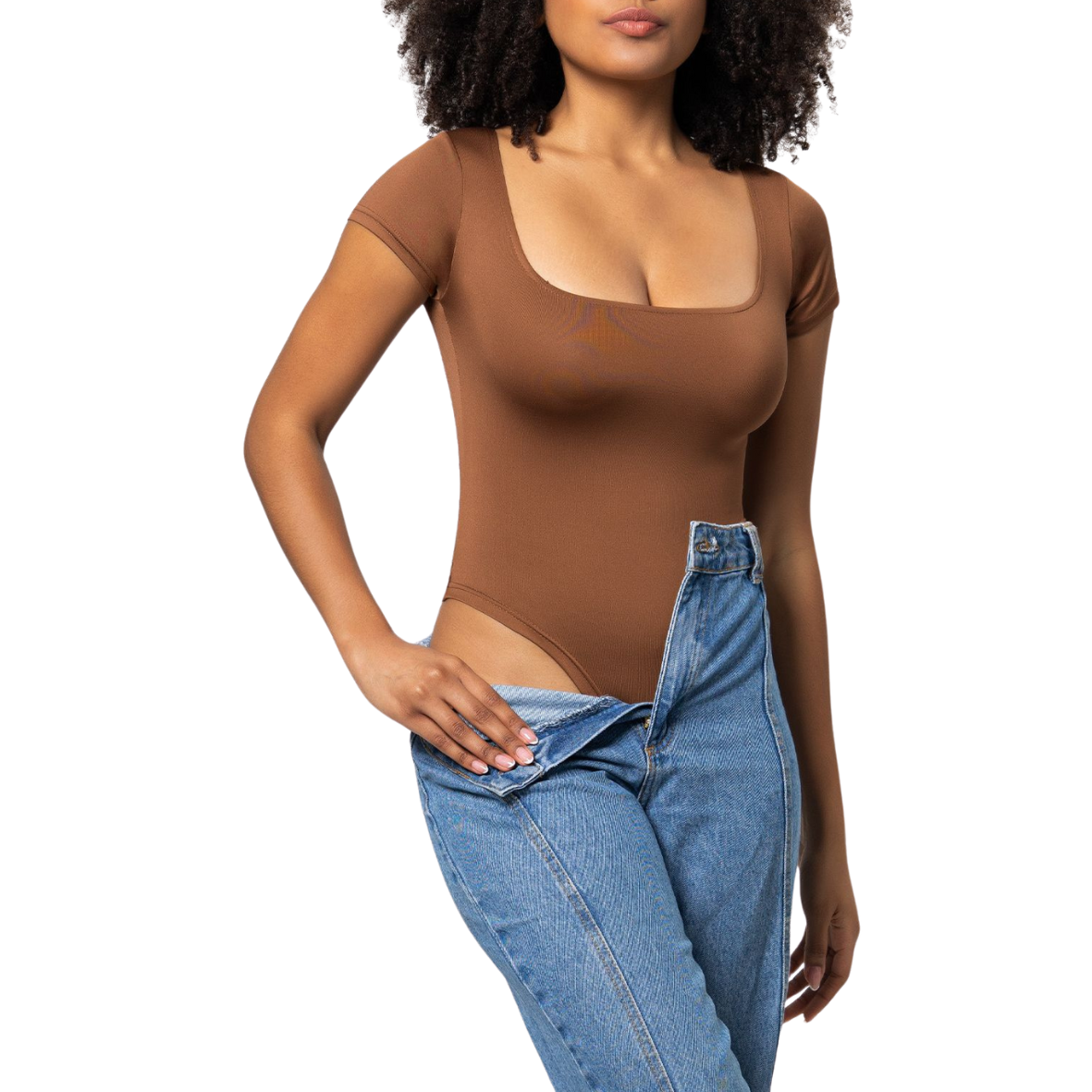 Square Neck Short Sleeve Shaping Bodysuit