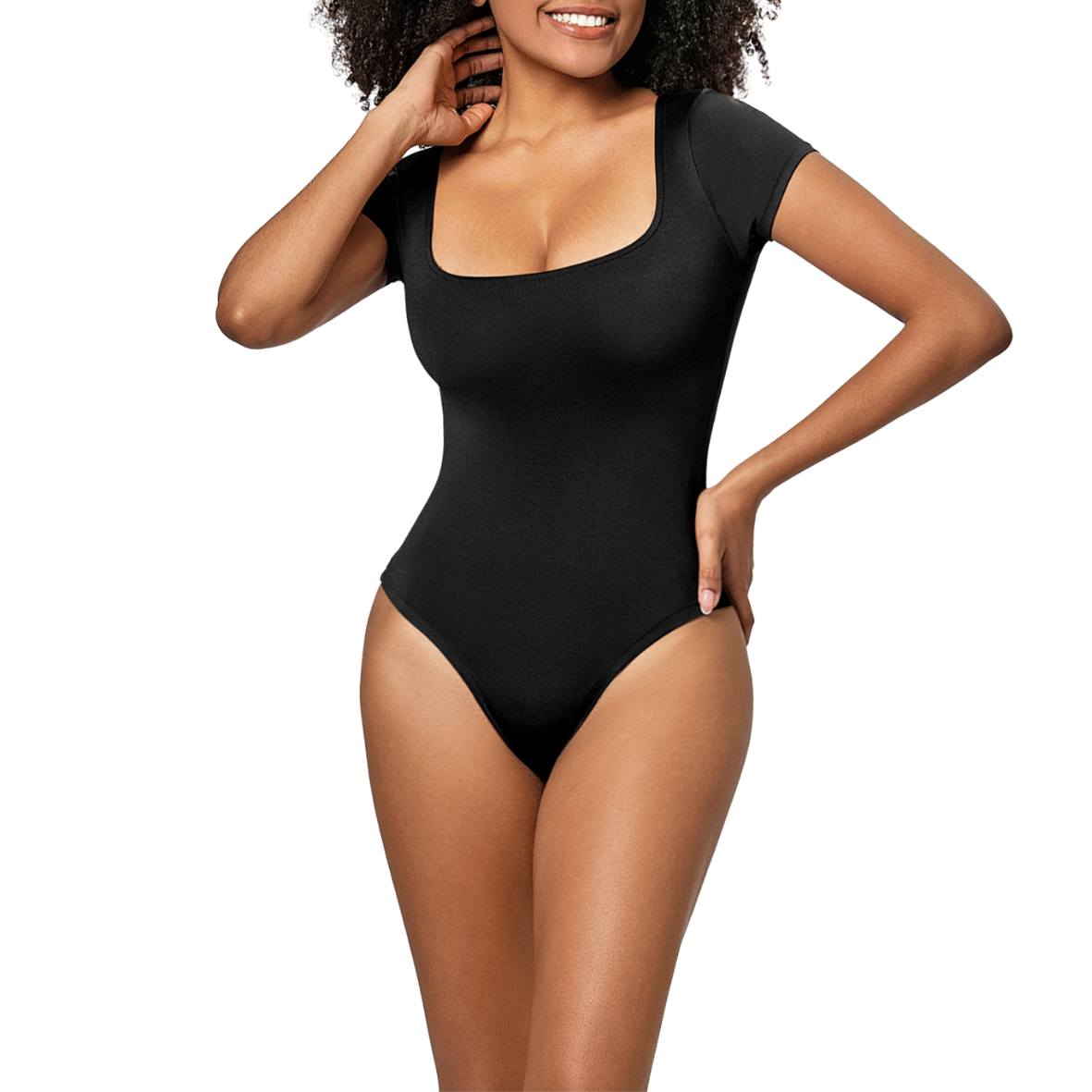 Square Neck Short Sleeve Shaping Bodysuit