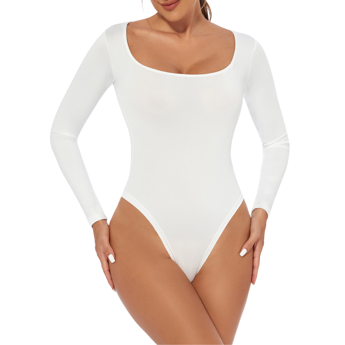 Square Neck Long Sleeve Shaping Bodysuit