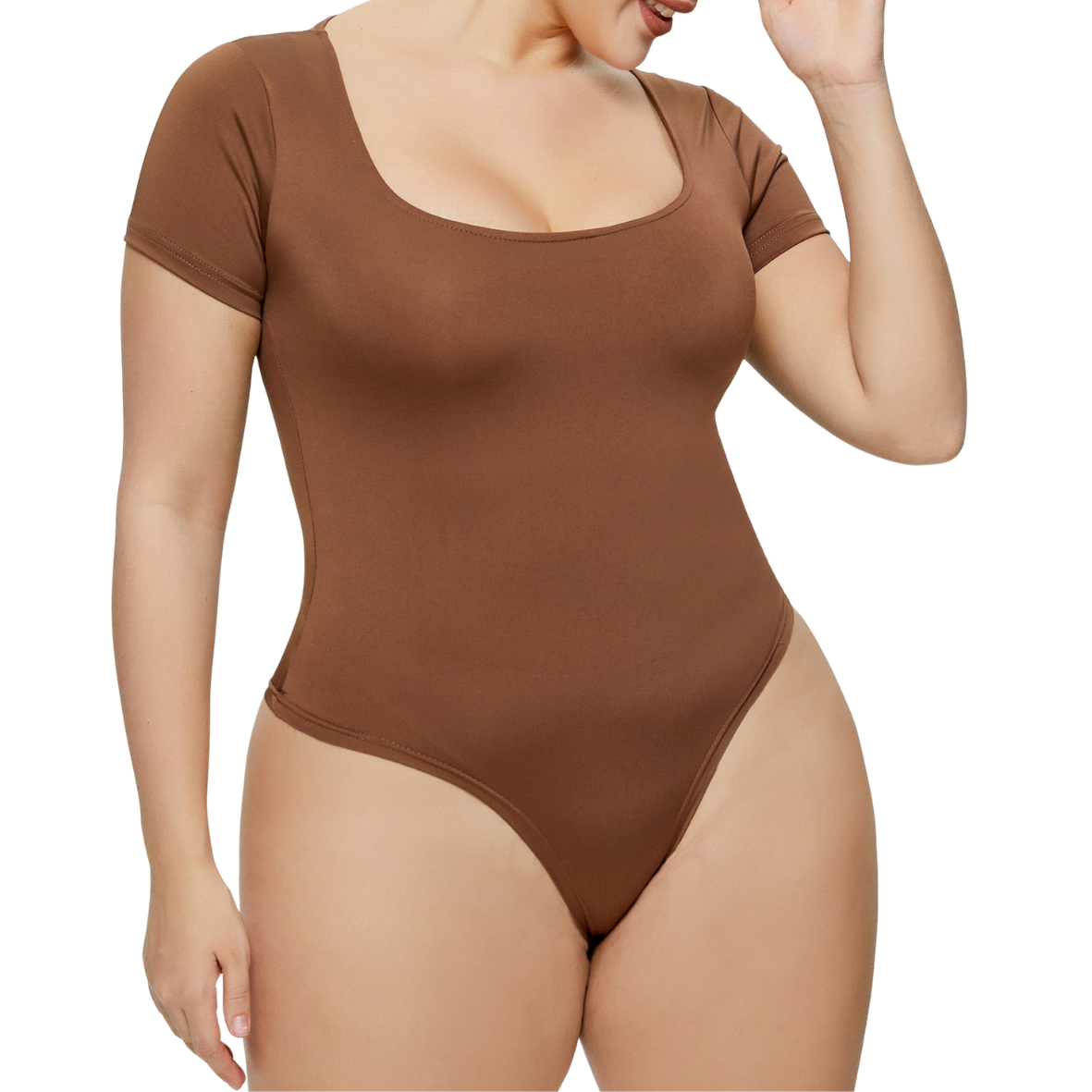 Square Neck Short Sleeve Shaping Bodysuit