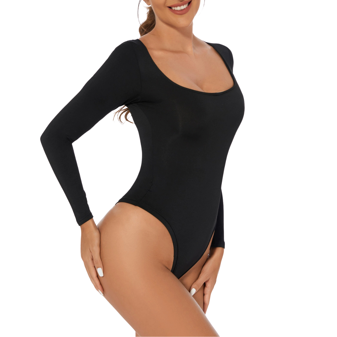 Square Neck Long Sleeve Shaping Bodysuit